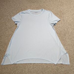 Athleta Essence Handkerchief Hem Top Medium Blue Womens Athletic Short Sleeve